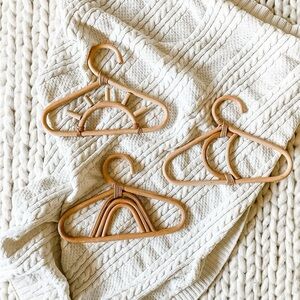 Set of Three Tan Rattan Hangers